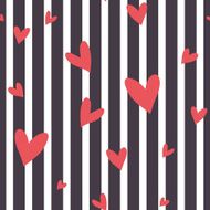 Seamless vector striped pattern with hearts N3