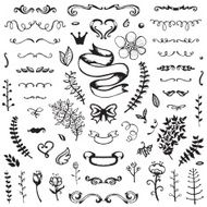 Hand-drawn set of vintage elements N6