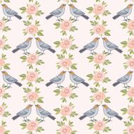 Vintage pattern with birds and roses