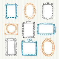 Vintage photo frames Hand drawn set