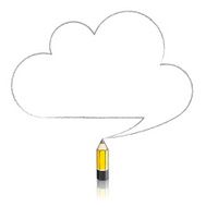 Yellow Lead Pencil Drawing Cloud Speech Balloon