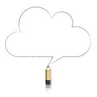 Wooden Lead Pencil Drawing Cloud Speech Balloon