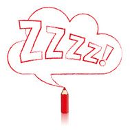 Red Pencil Drawing snoring Zs in Cloud Speech Balloon