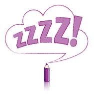 Purple Pencil Drawing snoring Zs in Cloud Speech Balloon