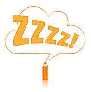 Orange Pencil Drawing snoring Zs in Cloud Speech Balloon