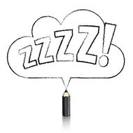 Black Pencil Drawing snoring Zs in Cloud Speech Balloon
