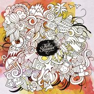 Summer doodles elements watercolor art background N3