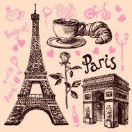 Paris hand drawn symbols set N2