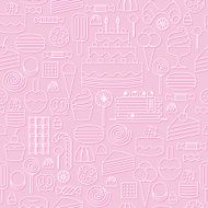 Sweets icons outline style seamless background N2