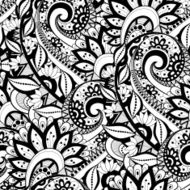 Vector Seamless Monochrome Floral Pattern N245