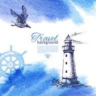 Travel vintage background Sea nautical design N4