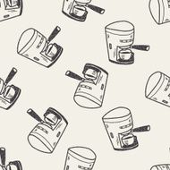 coffee maker doodle seamless pattern background N6