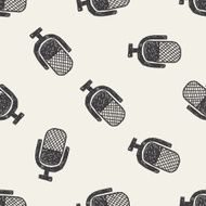 mic doodle seamless pattern background N2