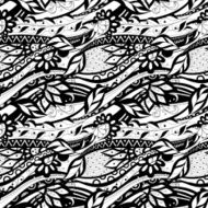 Vector Seamless Monochrome Floral Pattern N246