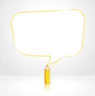 Yellow Pencil Drawing Smooth Skewed Rectangular Speech Balloon