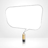 Wooden Lead Pencil Drawing Smooth Skewed Rectangular Speech Ball