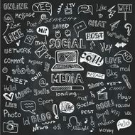 Social Media Word and Icon Cloud Doodle sketchy Chalkboard