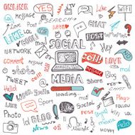 Social Media Word and Icon Cloud Doodle sketchy
