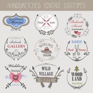Vintage logotype set Doodle hand sketchy