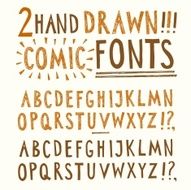 Hand drawn vector fonts set N2
