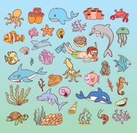 sea life cartoon doodle vector illustration N2