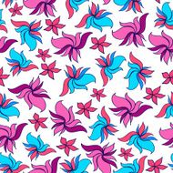 Seamless pattern with bright abstract flowers hand-drawn