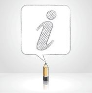 Wooden Lead Pencil Drawing Info Icon in Square Speech Balloon