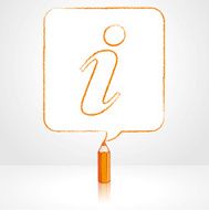 Orange Pencil Drawing Info Icon in Square Speech Balloon