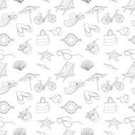 Summer icons seamless line pattern Doodle style