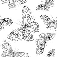 Seamless background with butterflies on white