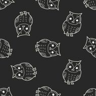 owl doodle seamless pattern background N2