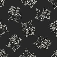 cat doodle seamless pattern background N4
