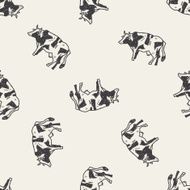cow doodle seamless pattern background N4