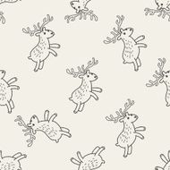 deer doodle seamless pattern background N3
