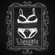 Lingerie set in hand drawn frame Chalk on board N3