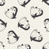 penguin doodle seamless pattern background N3