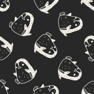 penguin doodle seamless pattern background N4