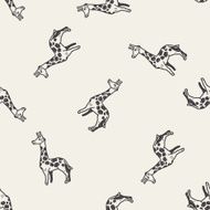 giraffe doodle seamless pattern background N4