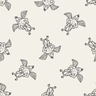 griffin doodle seamless pattern background N6