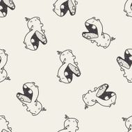 hippo doodle seamless pattern background N4