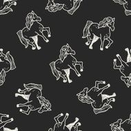 horse doodle seamless pattern background N6
