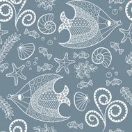 Seamless pattern with cartoon sea creatures N3