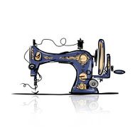 Sewing machine retro sketch for your design N4