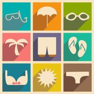 Flat with shadow concept and mobile application summer holiday N2