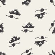 pirate hat and mask doodle seamless pattern background N2