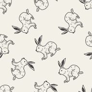 rabbit doodle seamless pattern background N6