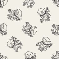 robot doodle seamless pattern background N200