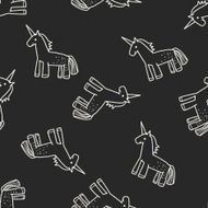 Unicorn doodle seamless pattern background