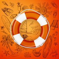 life buoy and hand draw icon