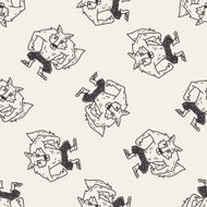 Werewolf doodle seamless pattern background N5